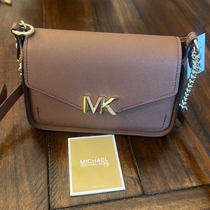 MICHAEL Michael Kors Sylvia Small Flap Crossbody Bag Luggage Brown Leather